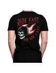 SKULL RIDE FAST OR DIE LAST BLACK MEN T-SHIRT